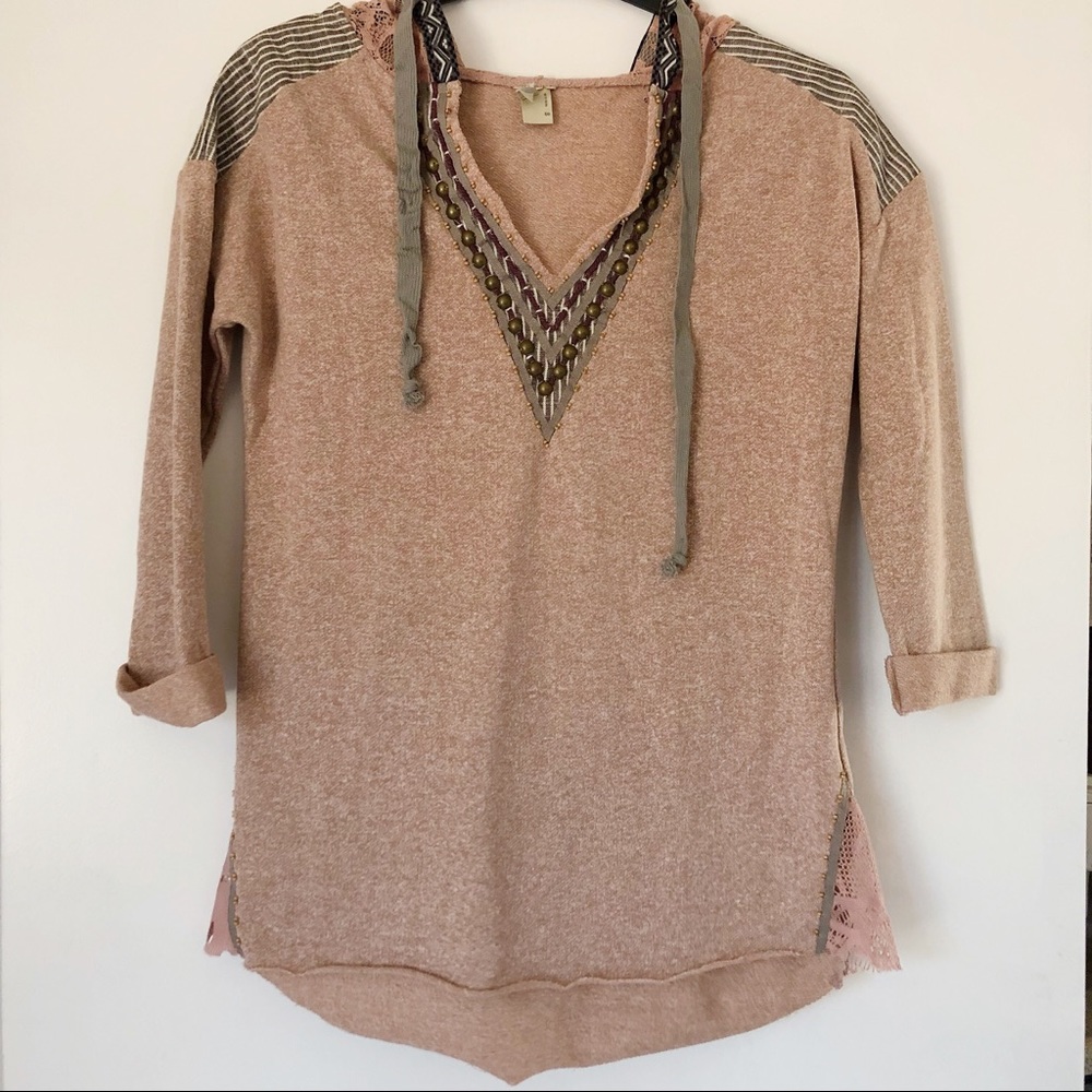 Gimmicks by BKE Dusty Rose Boho Hoodie